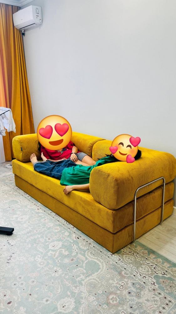 Фотография покупателя: Бескаркасный диван TEDDI, 200х100 см, обивка вельвет, желтый
