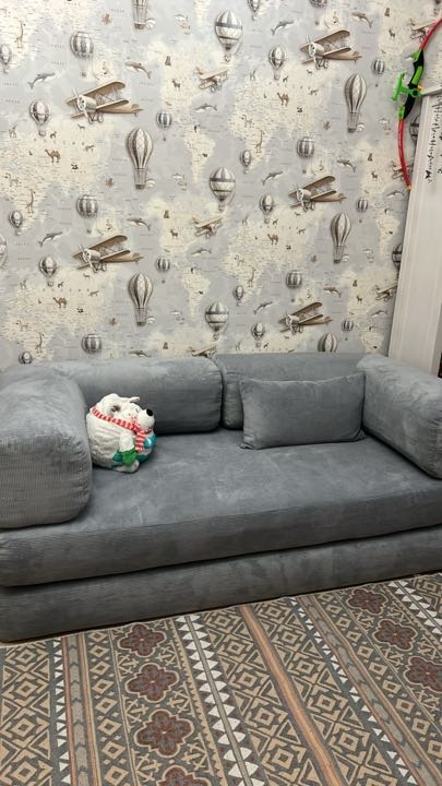 Фотография покупателя: Диван TEDDI, 200х100 см, обивка вельвет, светло серый