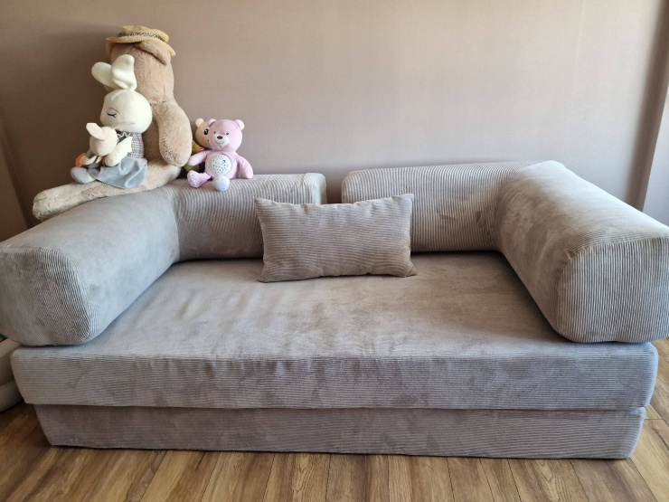 Фотография покупателя: Диван TEDDI, 200х100 см, обивка вельвет, бежевый