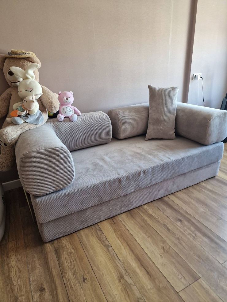 Фотография покупателя: Диван TEDDI, 200х100 см, обивка вельвет, бежевый