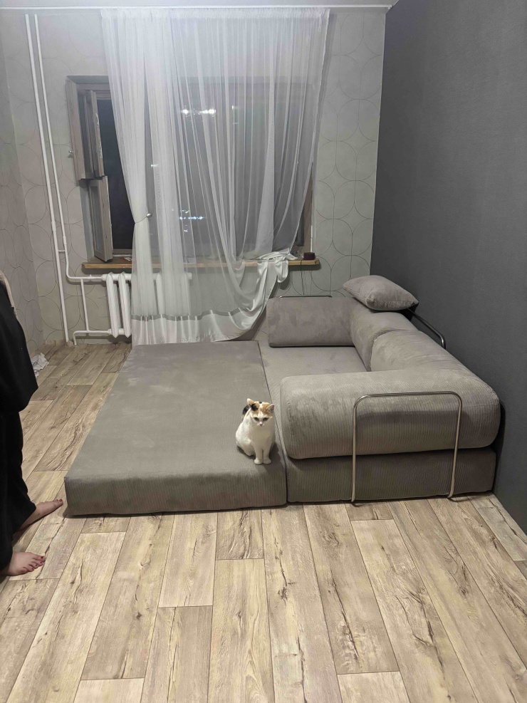 Фотография покупателя: Диван TEDDI, 200х100 см, обивка вельвет, бежевый