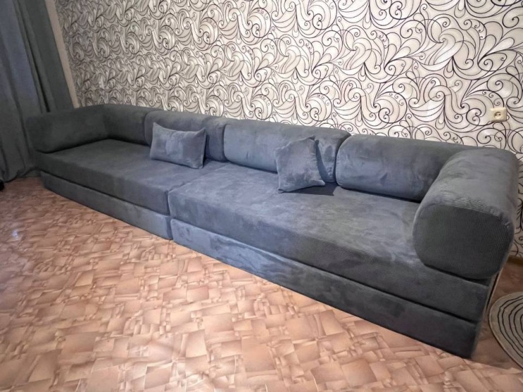 Фотография покупателя: Бескаркасный диван TEDDI CORNER, 300х200 см, обивка вельвет, темно-серый