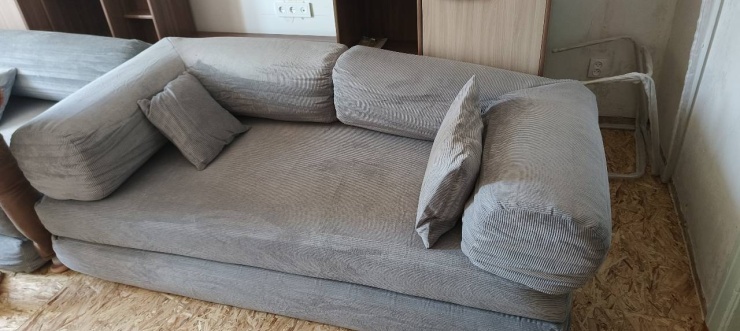 Фотография покупателя: Бескаркасный диван TEDDI CORNER, 300х200 см, обивка вельвет, светло серый