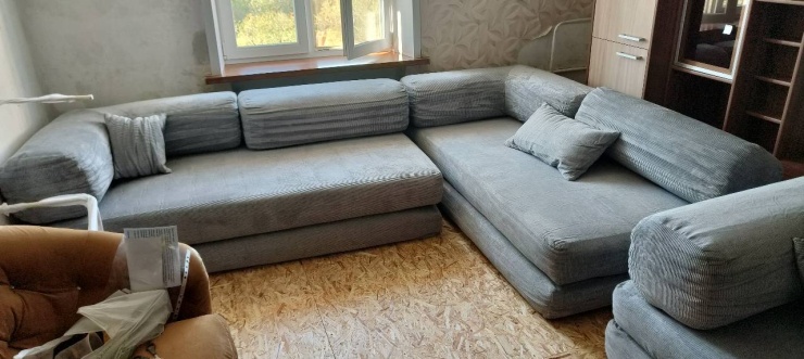 Фотография покупателя: Бескаркасный диван TEDDI CORNER, 300х200 см, обивка вельвет, светло серый