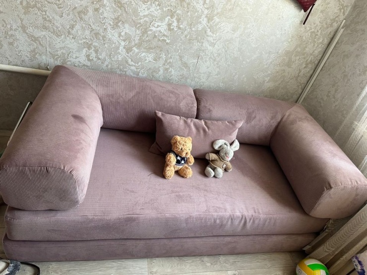 Фотография покупателя: Диван TEDDI, 200х100 см, обивка вельвет, розовый