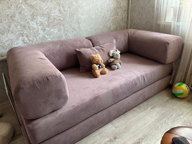 Фотография покупателя: Диван TEDDI, 200х100 см, обивка вельвет, розовый