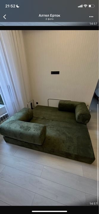 Фотография покупателя: Диван TEDDI, 200х100 см, обивка вельвет, темно-зеленый
